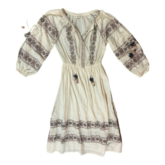 Loveshackfancy Isla Embroidered Boho Pop Pom Midi Dress $395 100% Cotton Small - Picture 1 of 8